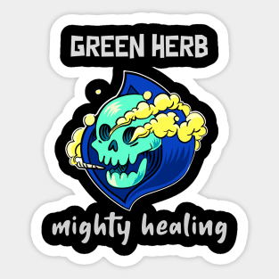 green herb, mighty healing Sticker